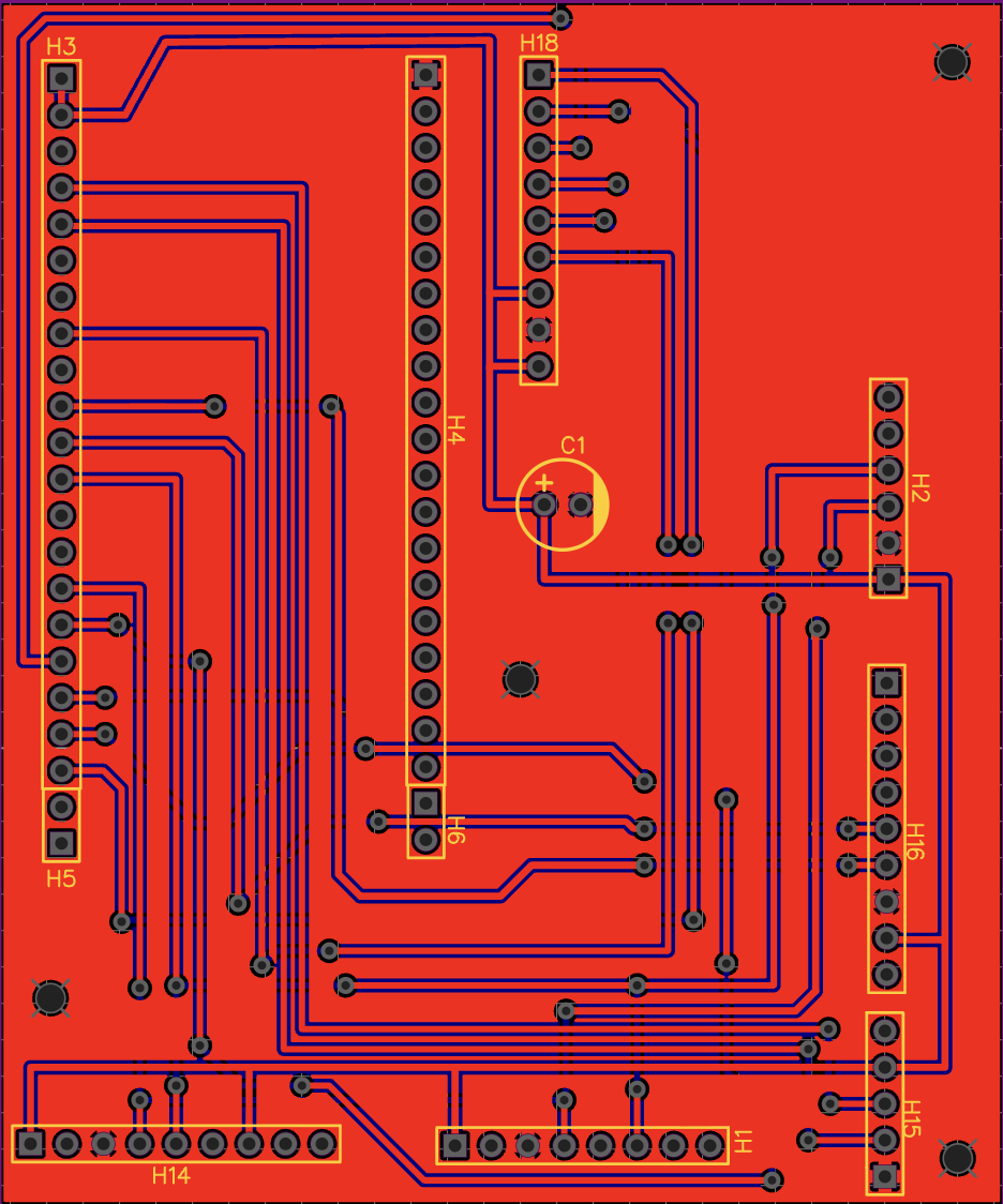 Routing view of the Cansat Flight Computer PCB.