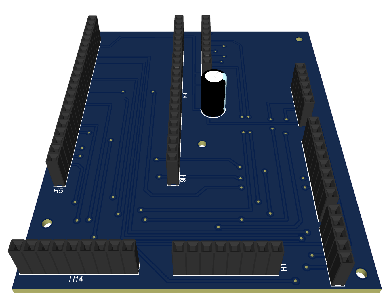 3D render of the Cansat Flight Computer PCB.
