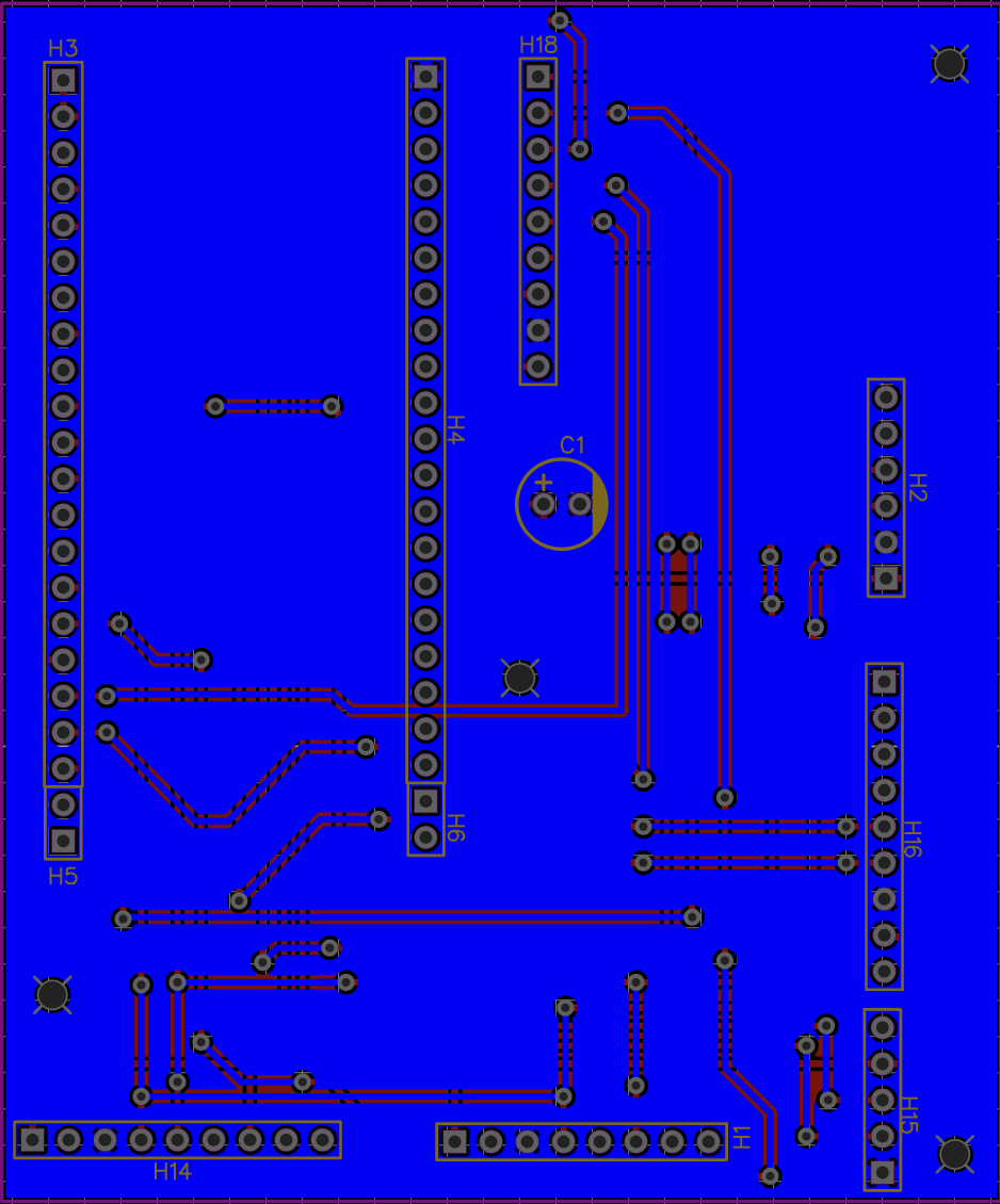 Back side routing view of the Cansat Flight Computer PCB.